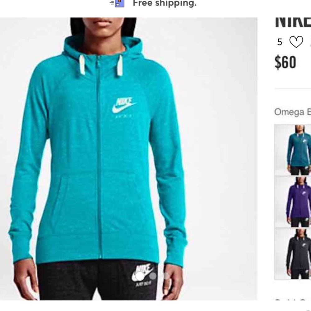 Women’s teal Nike zip up hoodie size small